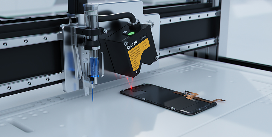 手机屏幕盲孔点胶高度引导